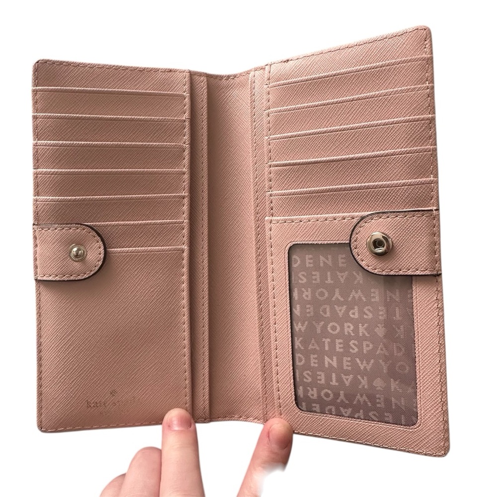 Kate Spade Laurel Way Stacy Wallet in Two-Tone Pink and Black Saffiano Leather - Picture 6 of 9